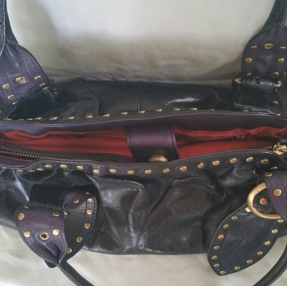 Maxx New York satchel studded leather handbag - Picture 4 of 8